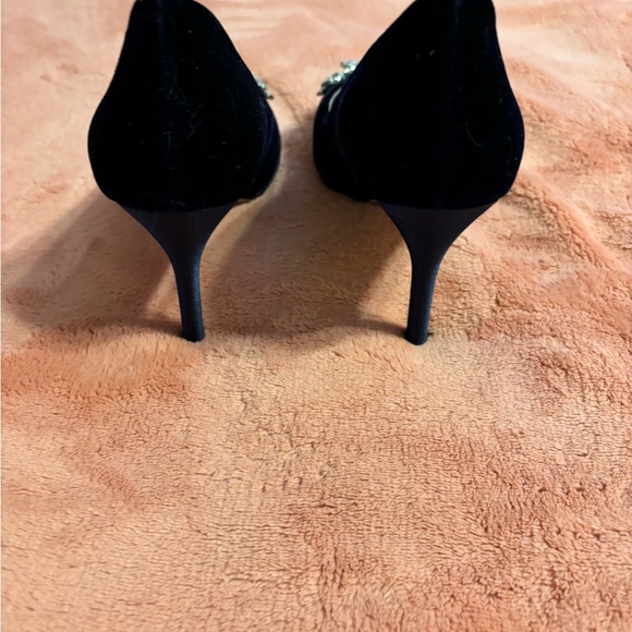 Nina New York Navy Satin Peep Toe Heels Rhinestone Size 6.5 - Picture 7 of 8
